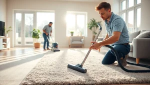 Engaging carpet cleaning specials showcased in a cozy living room with a professional technician.