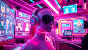 Vibrant digital interface showcasing NSFW character AI interactions with customizable avatars.