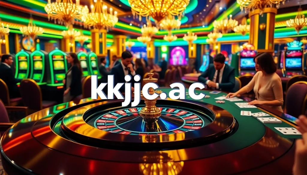 Experience thrilling gaming action at kjc.ac with vibrant roulette tables and elegant players.