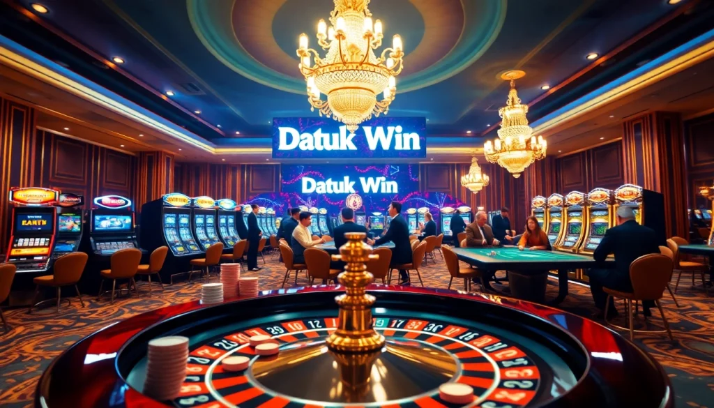 Rasakan sensasi kemenangan Datuk Win di adegan kasino yang mendebarkan dengan warna-warna cerah dan aksi taruhan tinggi.