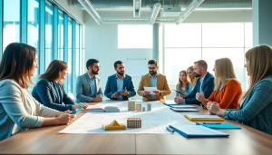 Engaging discussion on construction advocacy Colorado with diverse professionals in a modern setting.