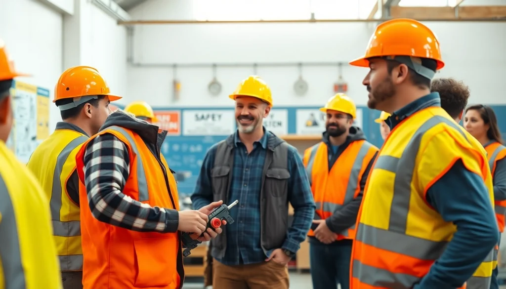 Participants learning about construction safety training techniques in a workshop.