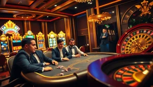 Experience thrilling poker action at nhà cái rr88 with gamblers engaged at a luxurious casino table.