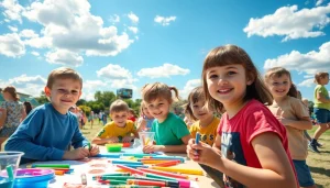 Children enjoying various activities at Holiday camps, showcasing joy and teamwork in a vibrant outdoor setting.