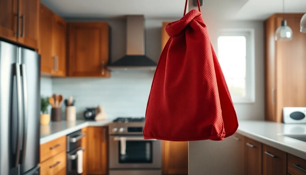 Secure fire blanket ready for emergency use in a modern kitchen setting.