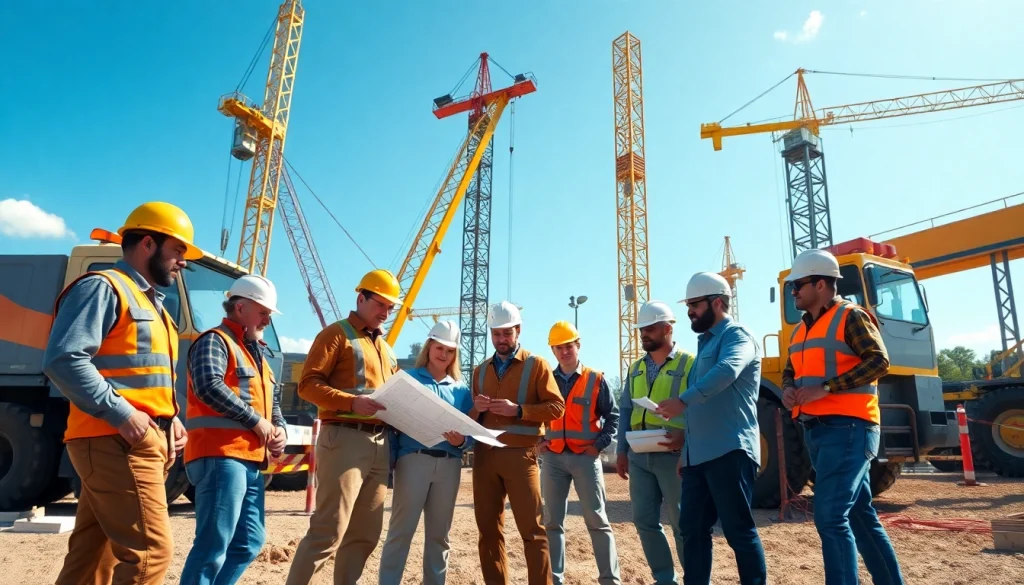 Construction association South Carolina team efficiently collaborating on a building project.