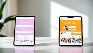 Comparative analysis of OnlySearch vs JuicySearch showing mobile-friendly designs and search features.