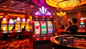 Exciting gameplay at a situs slot gacor with players winning jackpots and enjoying the casino vibe.