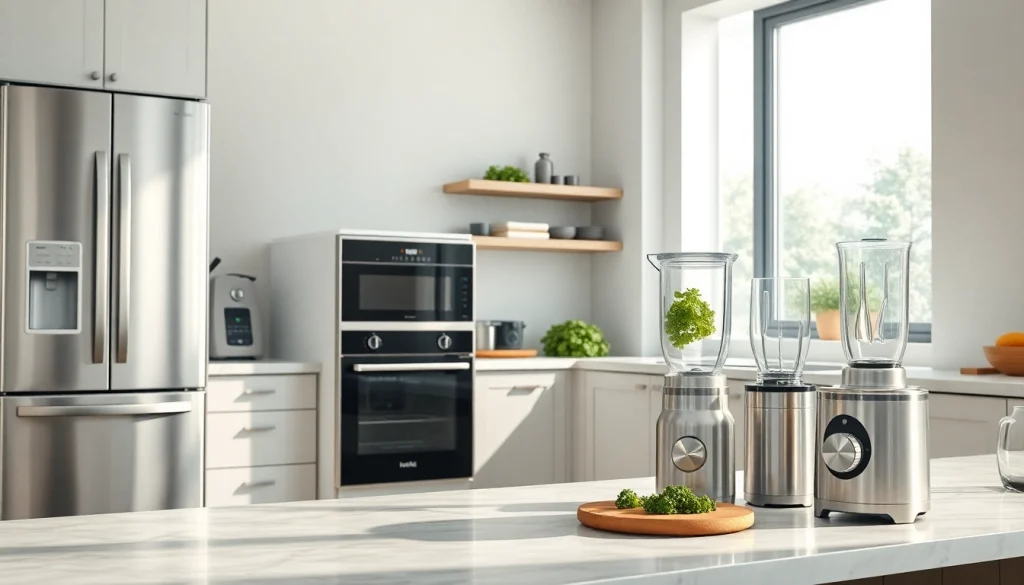 Explore modern home appliances in a stylish kitchen that blends functionality and aesthetic appeal.