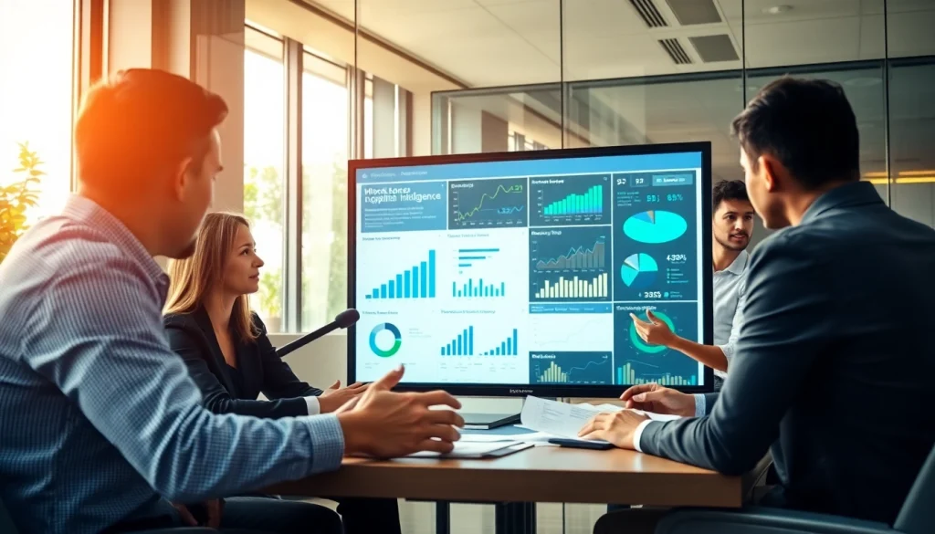 Engaged team discussing B2B competitive intelligence strategies during a meeting.