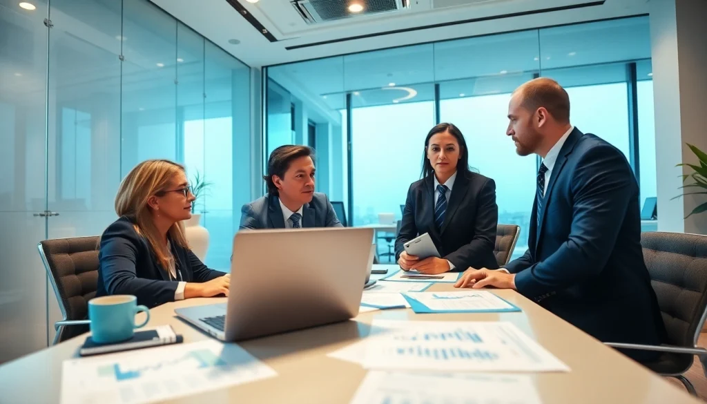 Corporate Tax Services in UAE discussion with financial consultants in a modern office.