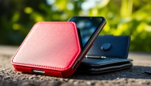 Handytasche Magnetverschluss zeigt modernen Stil und Funktionalität für Smartphones.